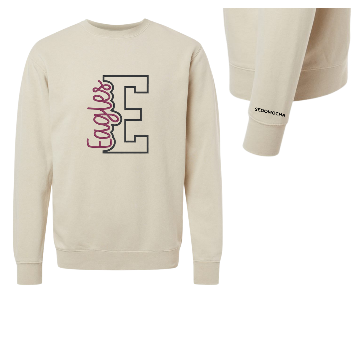 Independent Trading Co. Ivory Eagles Embroidered Crewneck Cutout