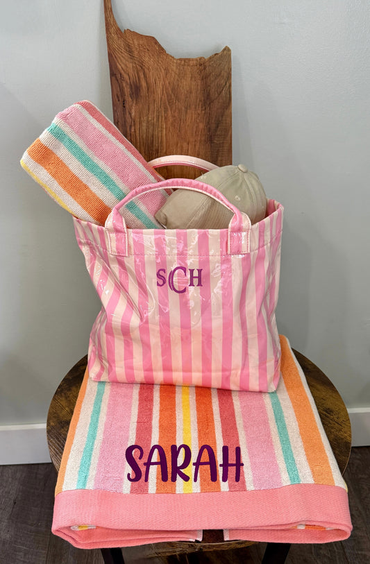 Personalized Beach Tote and Towel Set