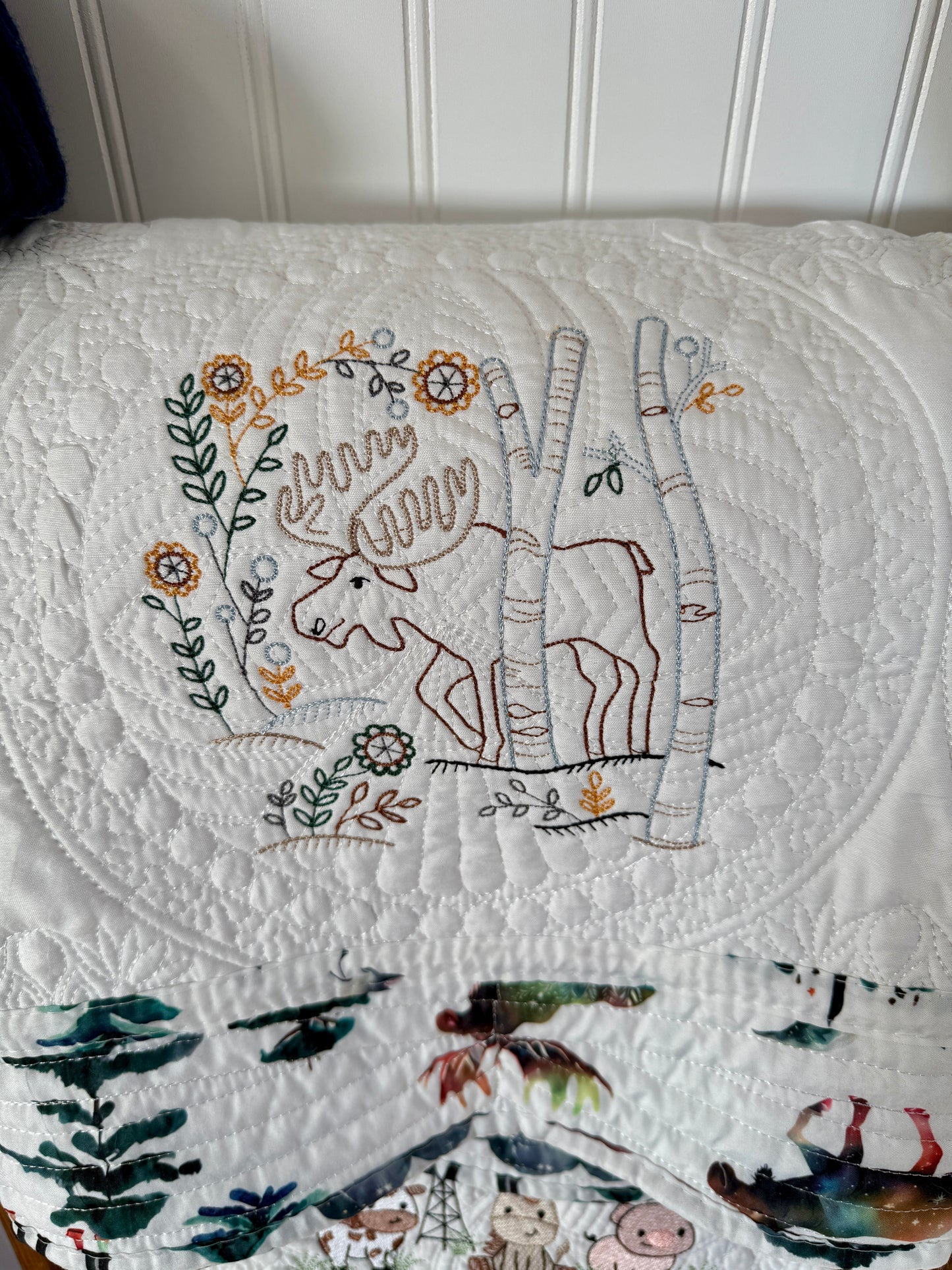 36" x 46 Embroidered Quilt