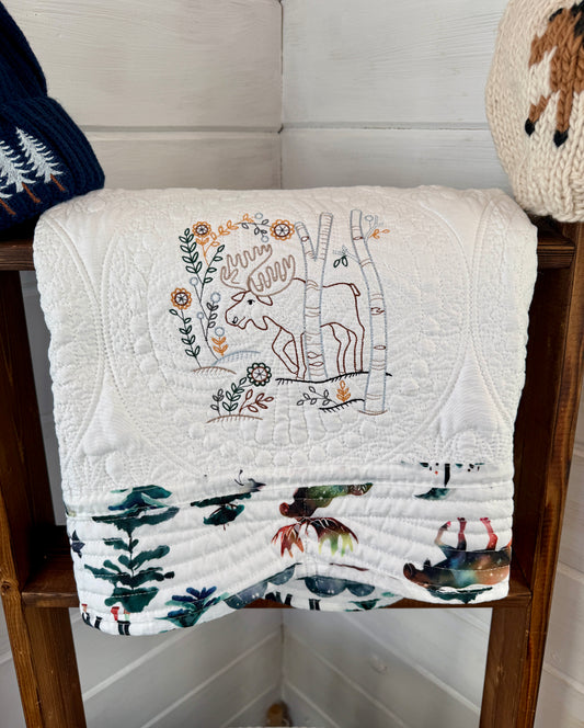 36" x 46 Embroidered Quilt