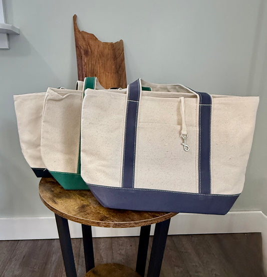 Canvas tote bag with custom monogram